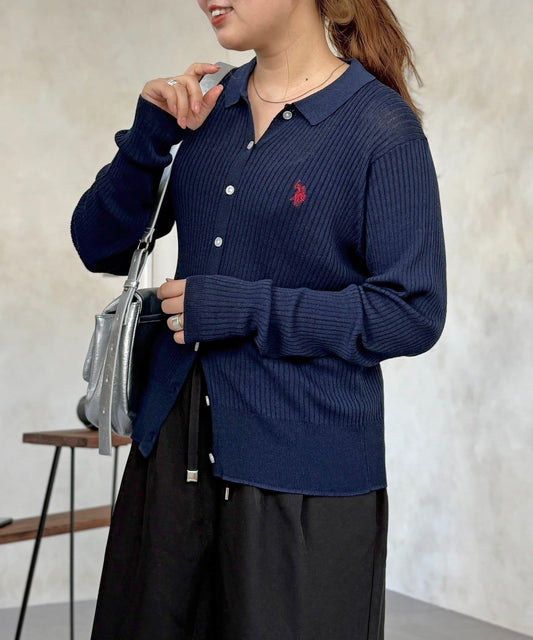 U.S. POLO ASSN. 透紗羅紋針織開衫