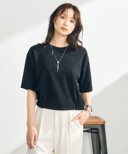 五分袖 套頭 喬其紗 針織上衣
