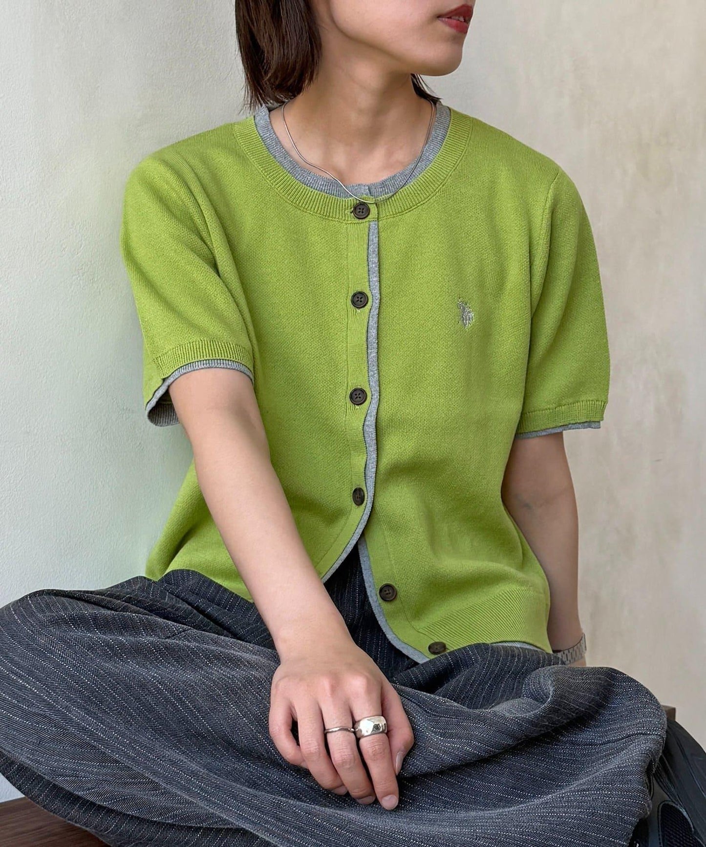 U.S. POLO ASSN. 假兩件衛衣風針織開衫