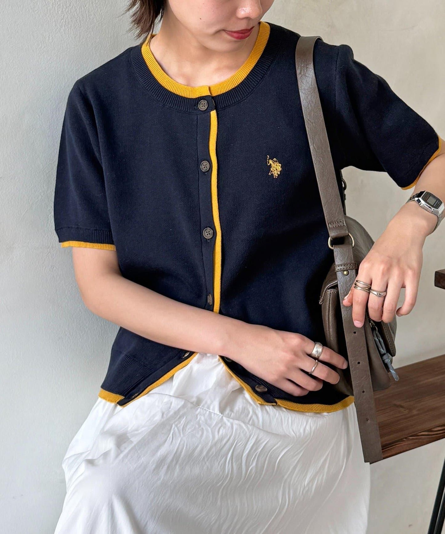 U.S. POLO ASSN. 假兩件衛衣風針織開衫