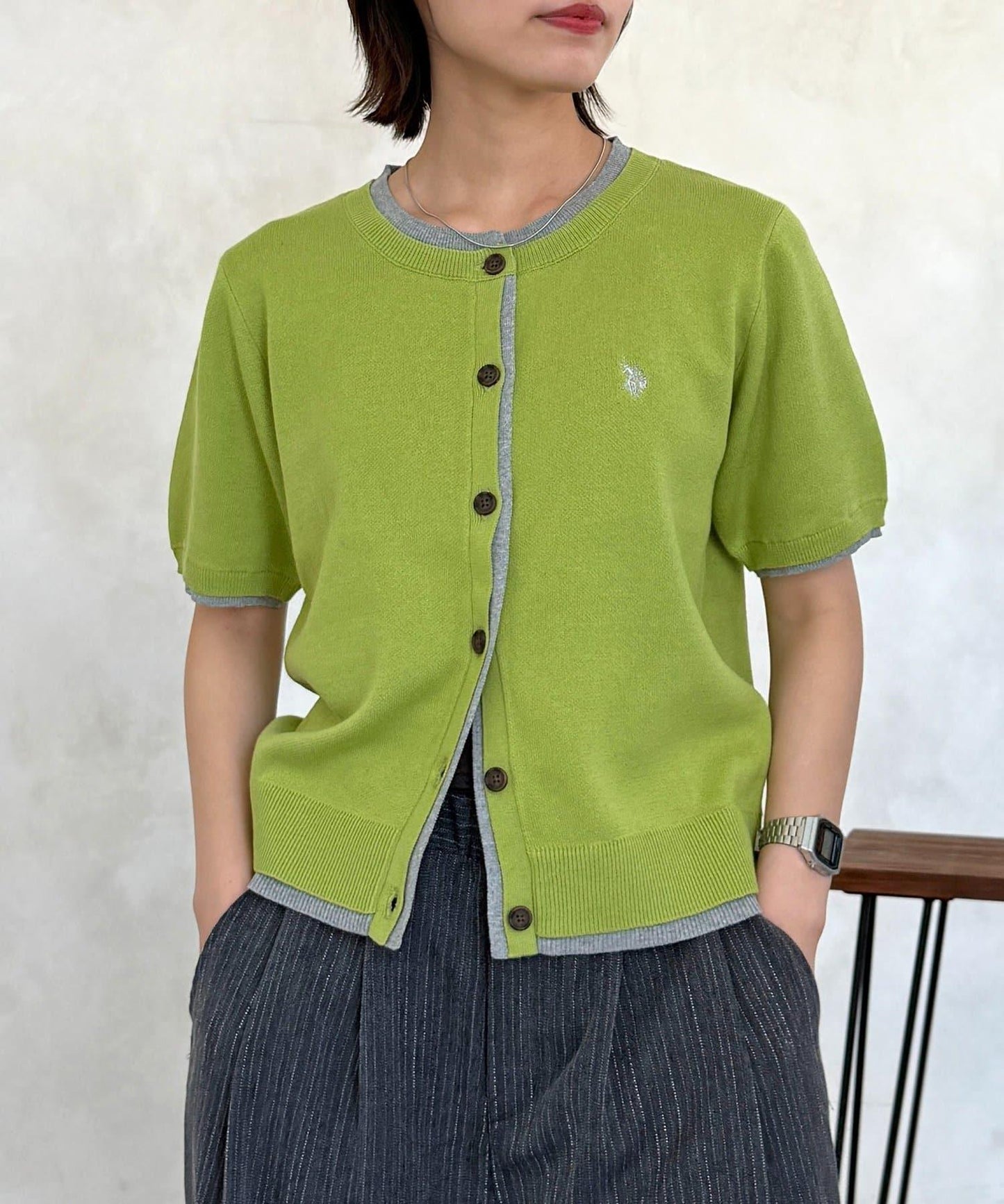 U.S. POLO ASSN. 假兩件衛衣風針織開衫