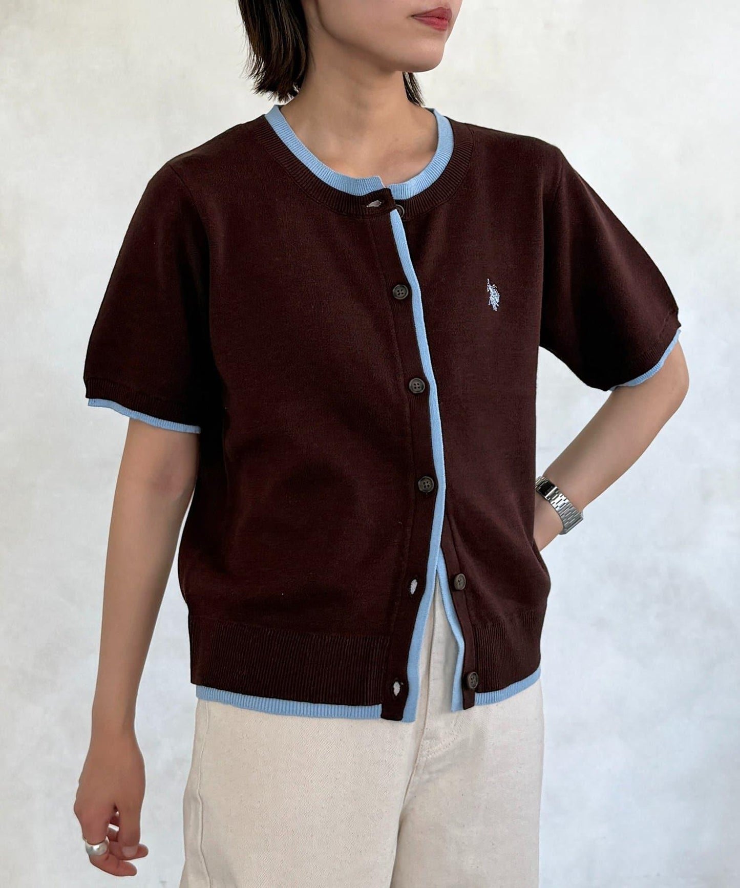 U.S. POLO ASSN. 假兩件衛衣風針織開衫