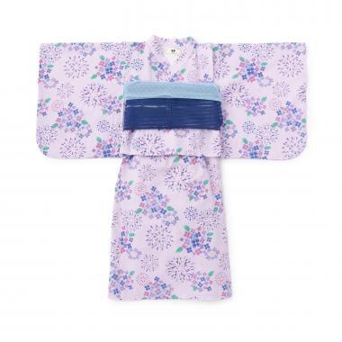 花火繡球花圖案 浴衣 附腰帶