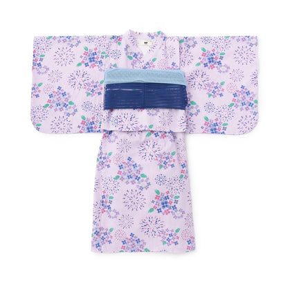 花火繡球花圖案 浴衣 附腰帶