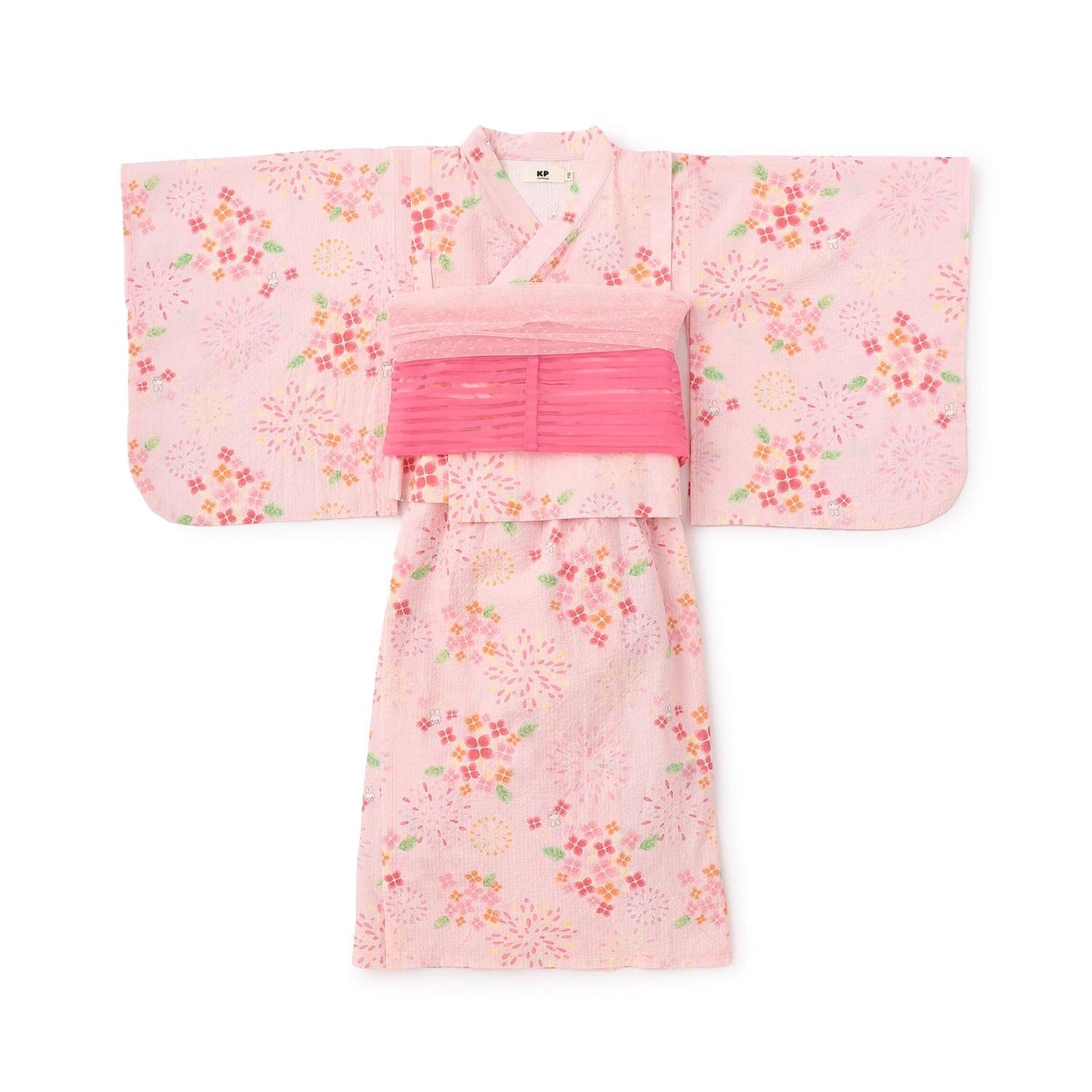 花火繡球花圖案 浴衣 附腰帶