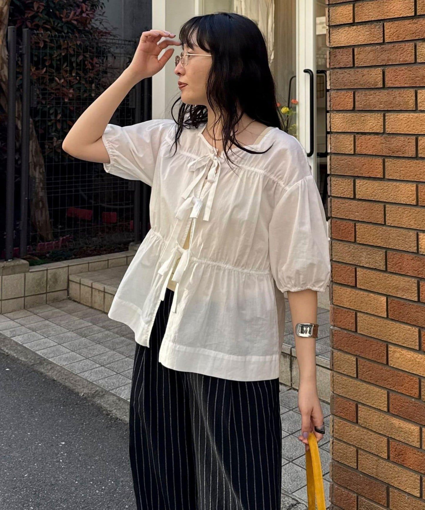 前蝴蝶結設計 女式襯衫
