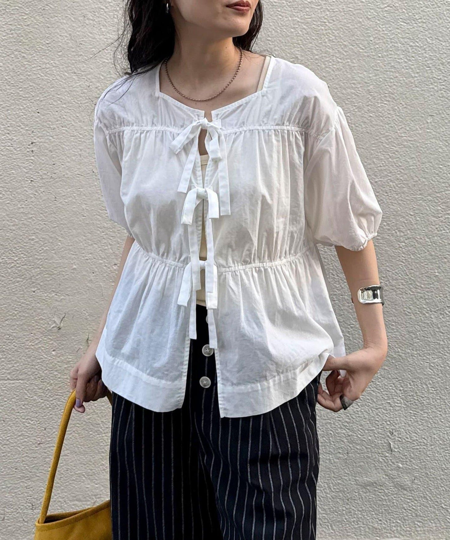 前蝴蝶結設計 女式襯衫