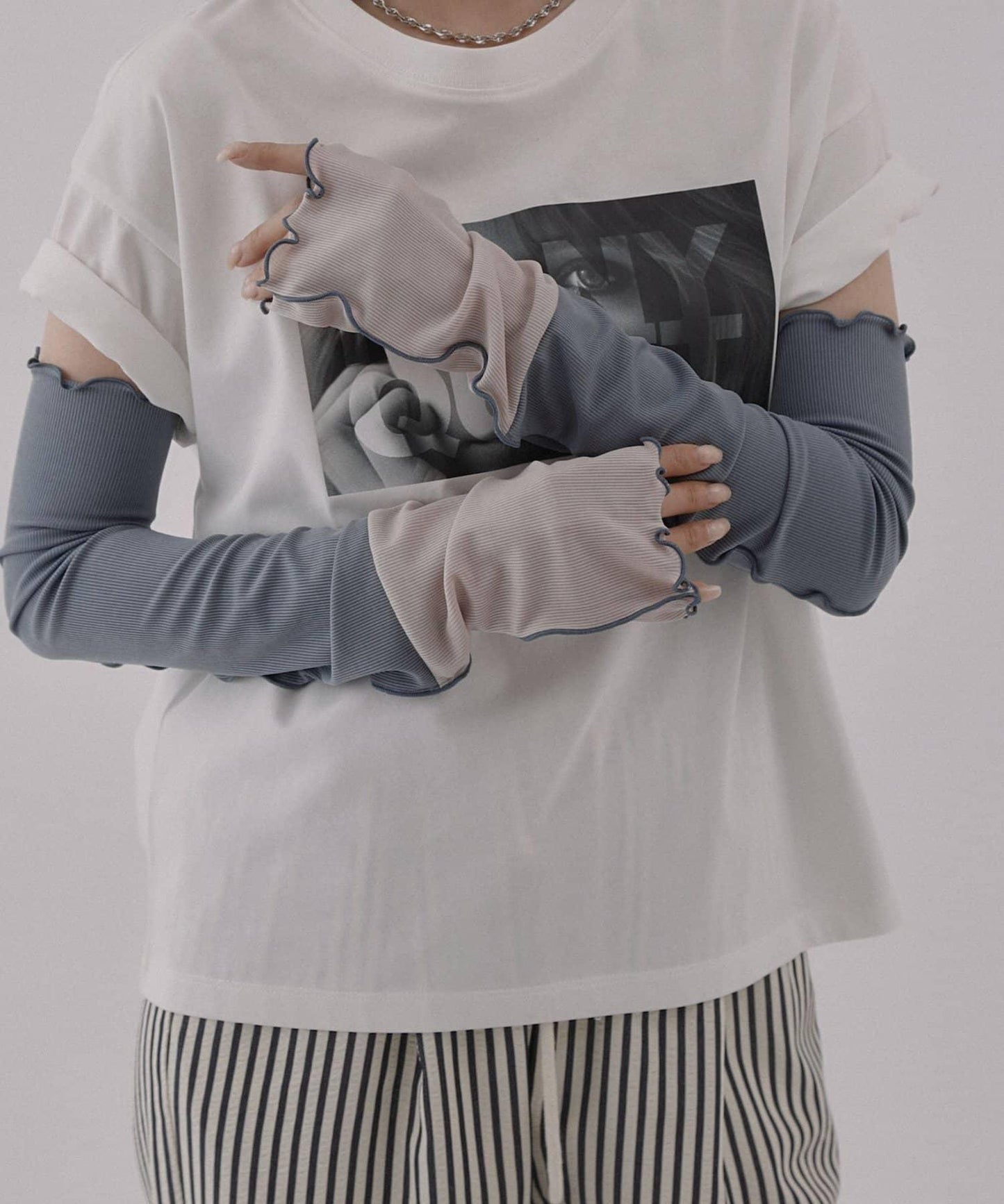 UV涼感拼色羅紋袖套 60cm
