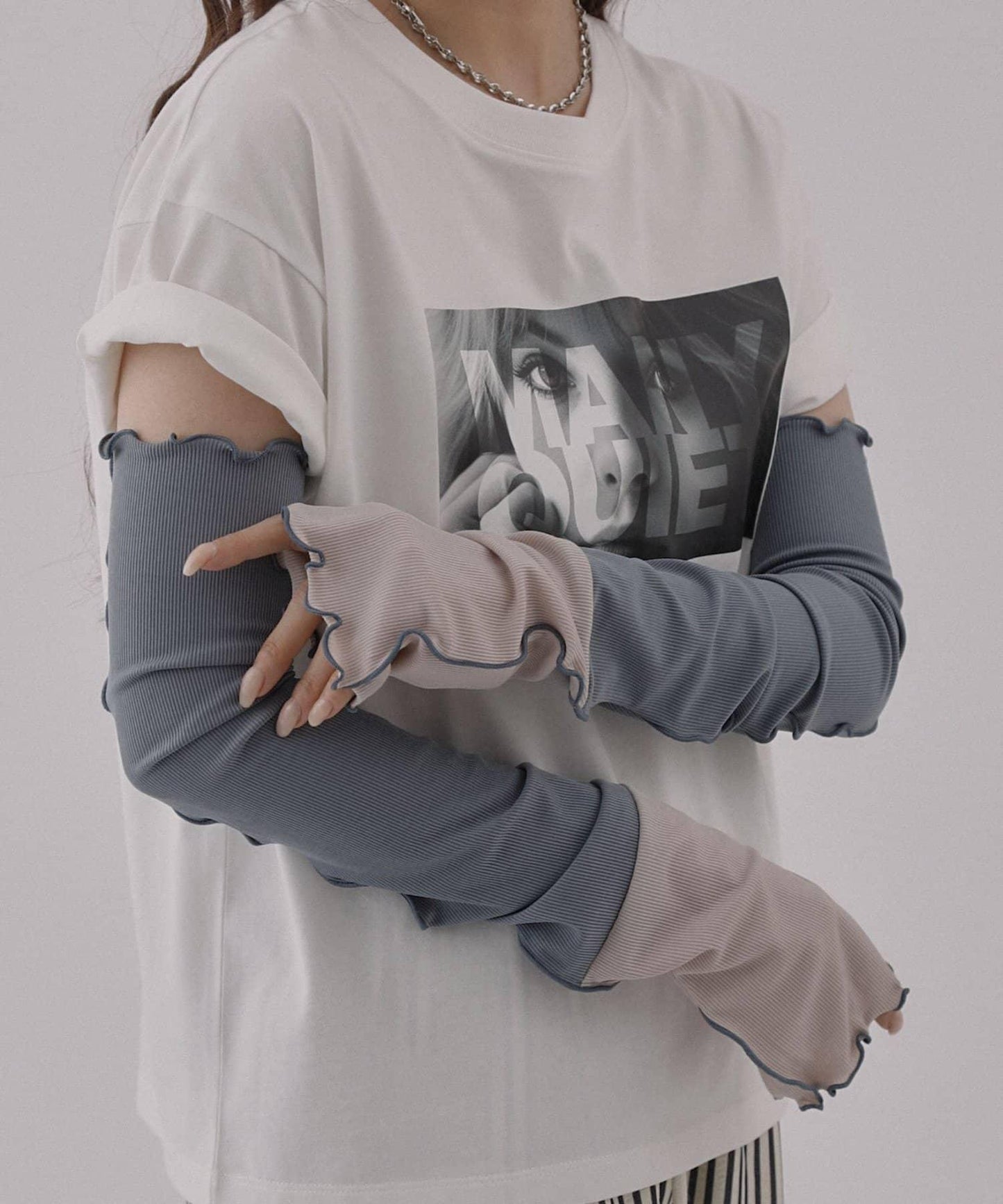 UV涼感拼色羅紋袖套 60cm