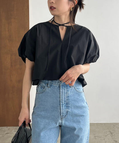 泡泡袖 蝴蝶結 設計 女襯衫（新色粉色）