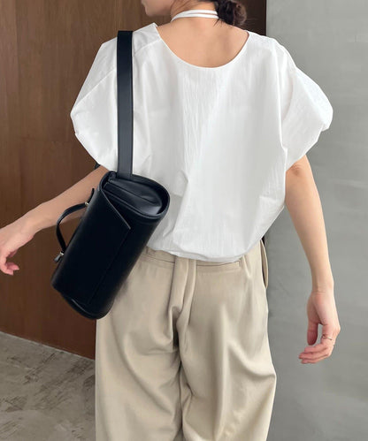 泡泡袖 蝴蝶結 設計 女襯衫（新色粉色）