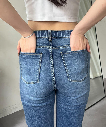 前開叉 彈力 牛仔褲