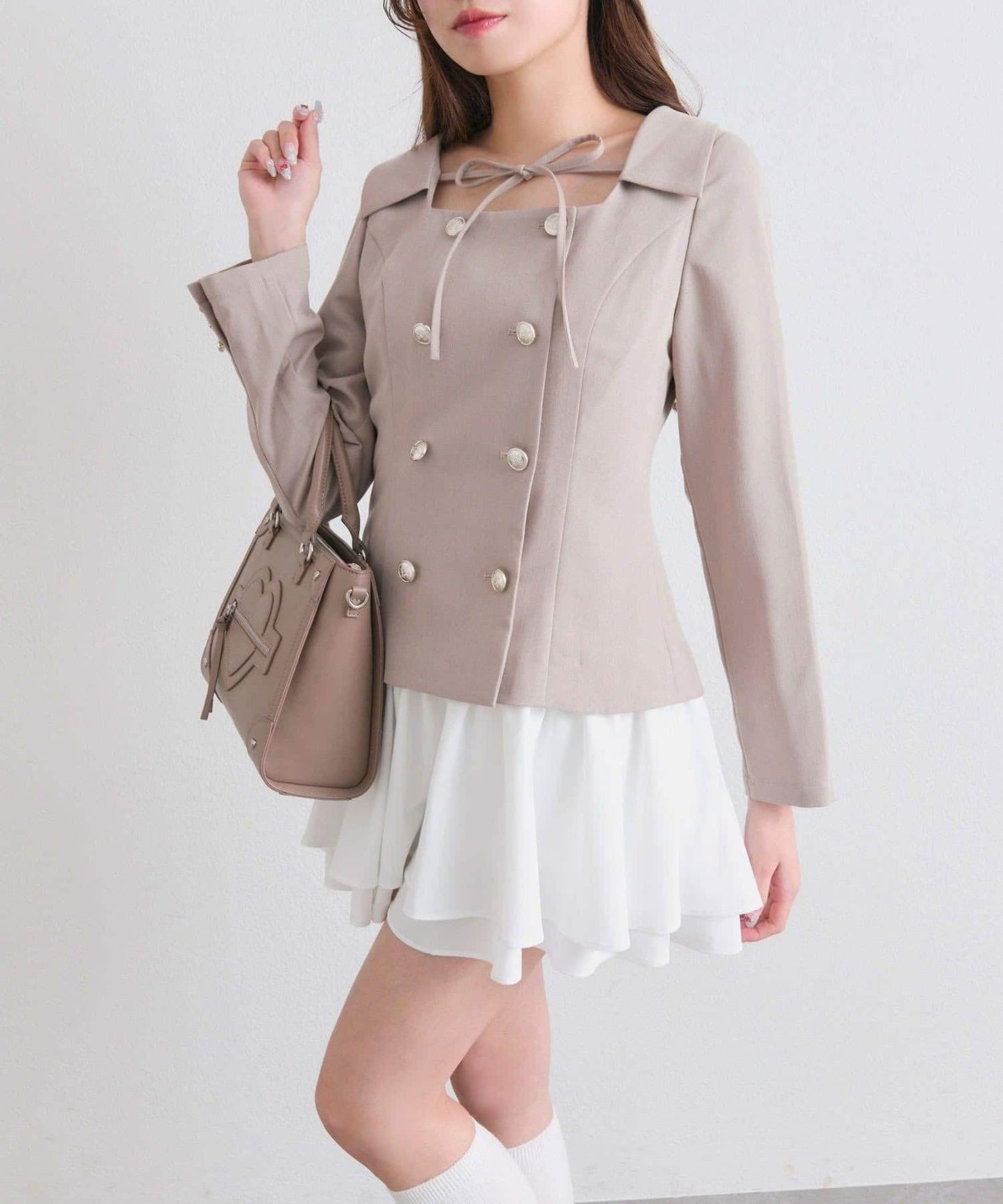OLIVE des OLIVE 異材質拼接連衣裙