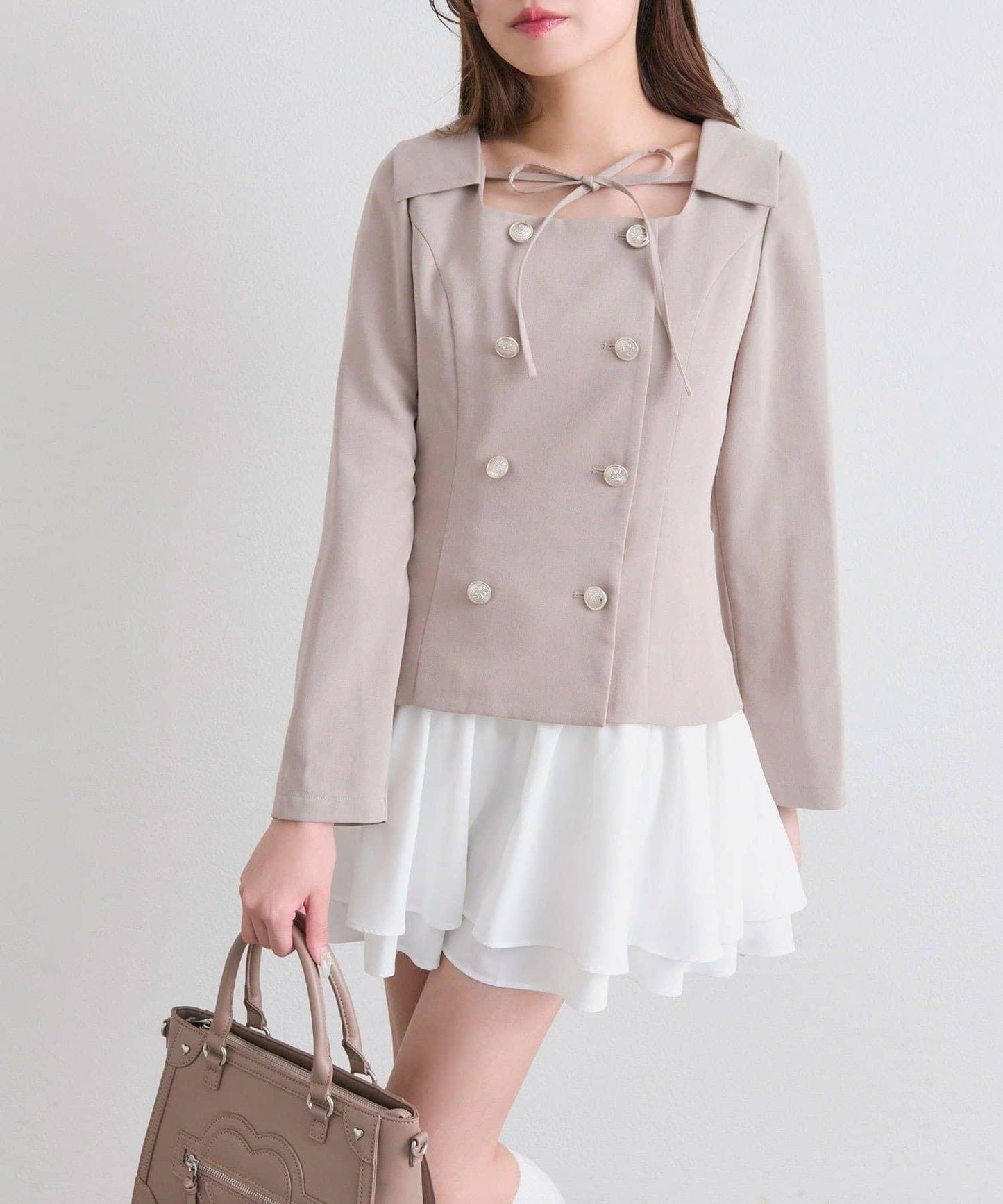 OLIVE des OLIVE 異材質拼接連衣裙