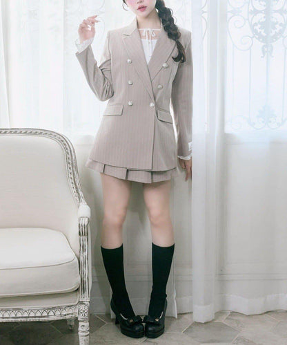 Belle Charme 側邊腰帶百褶半身裙