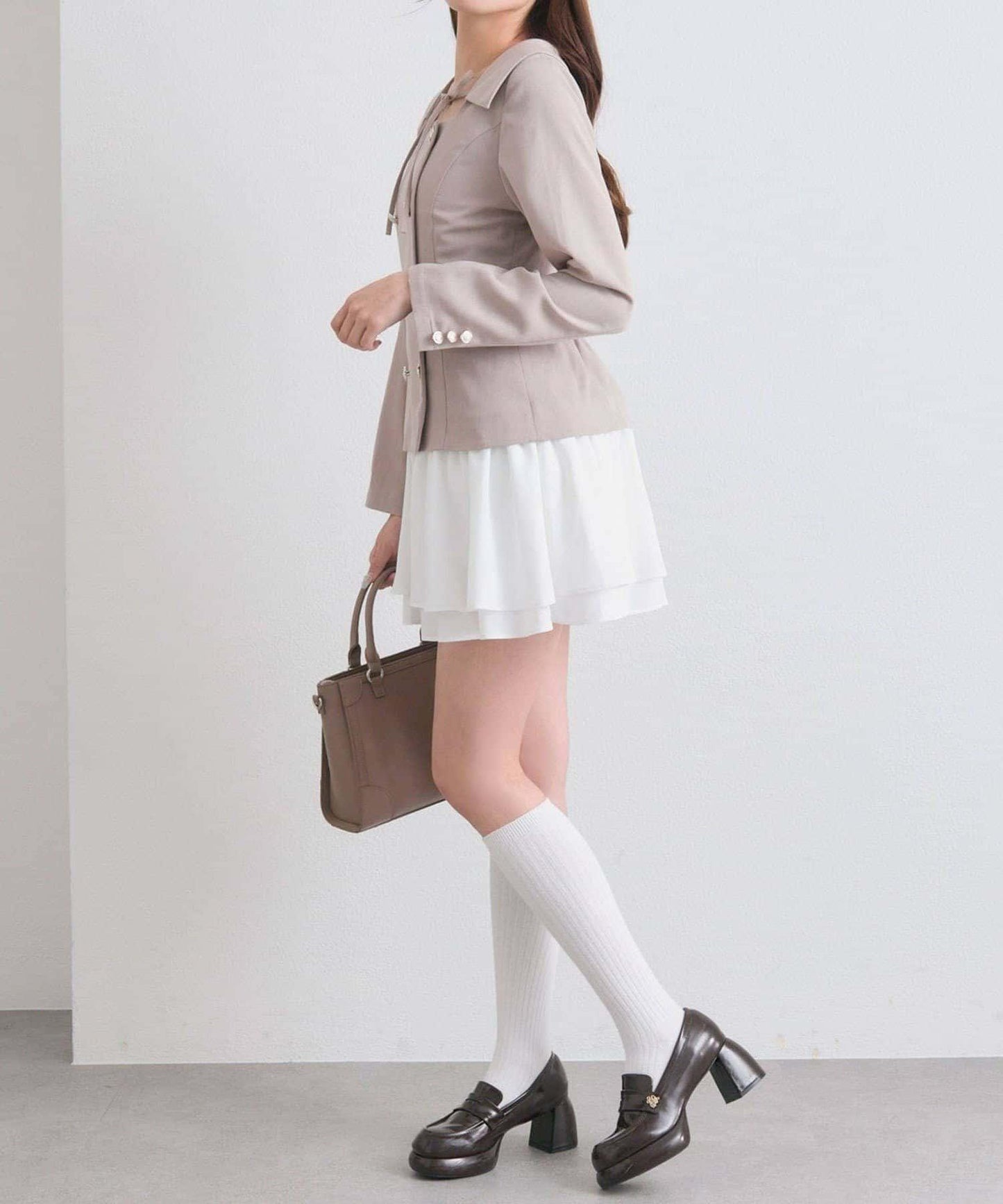 OLIVE des OLIVE 異材質拼接連衣裙