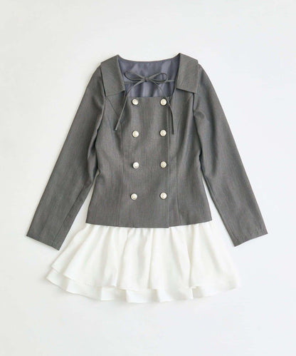 OLIVE des OLIVE 異材質拼接連衣裙