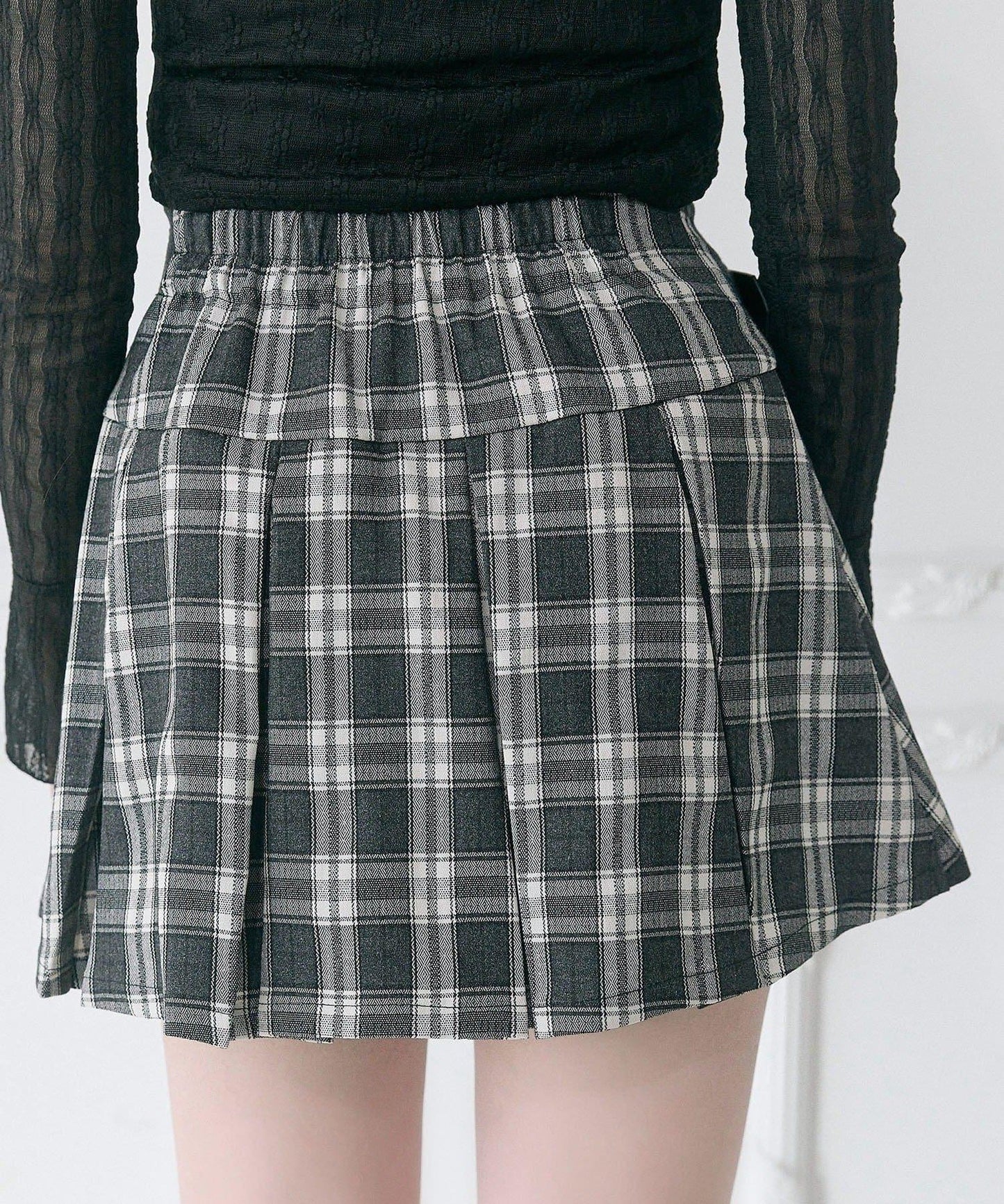 Belle Charme 側邊腰帶百褶半身裙