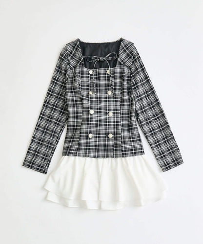 OLIVE des OLIVE 異材質拼接連衣裙