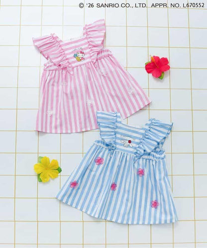 リンク サンリオキャラクターズ 花卉條紋圖案 寬鬆款 長款上衣（Tunic）