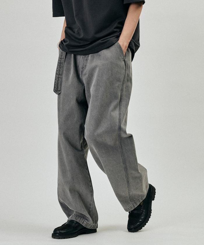 BELTED WIDE DENIM 腰帶設計闊腿牛仔褲