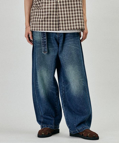 BELTED WIDE DENIM 腰帶設計闊腿牛仔褲