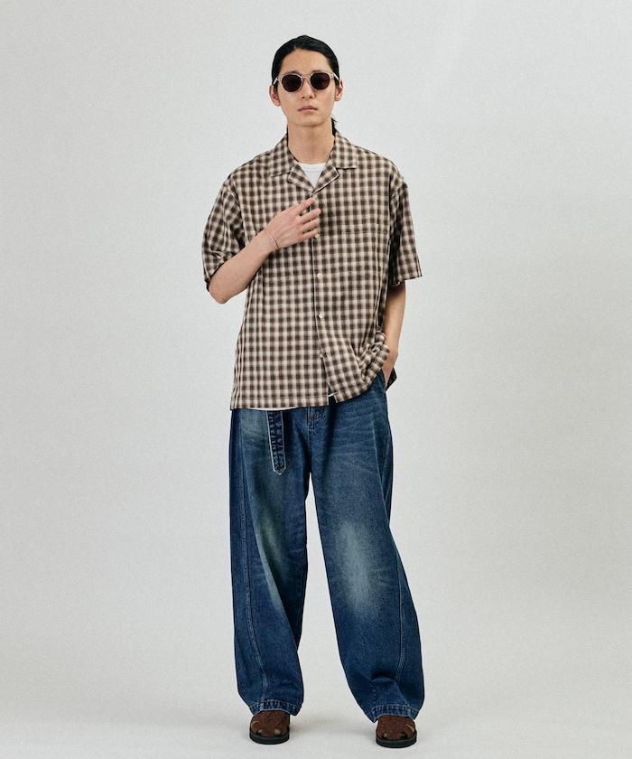 BELTED WIDE DENIM 腰帶設計闊腿牛仔褲
