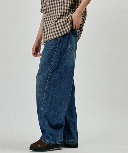BELTED WIDE DENIM 腰帶設計闊腿牛仔褲