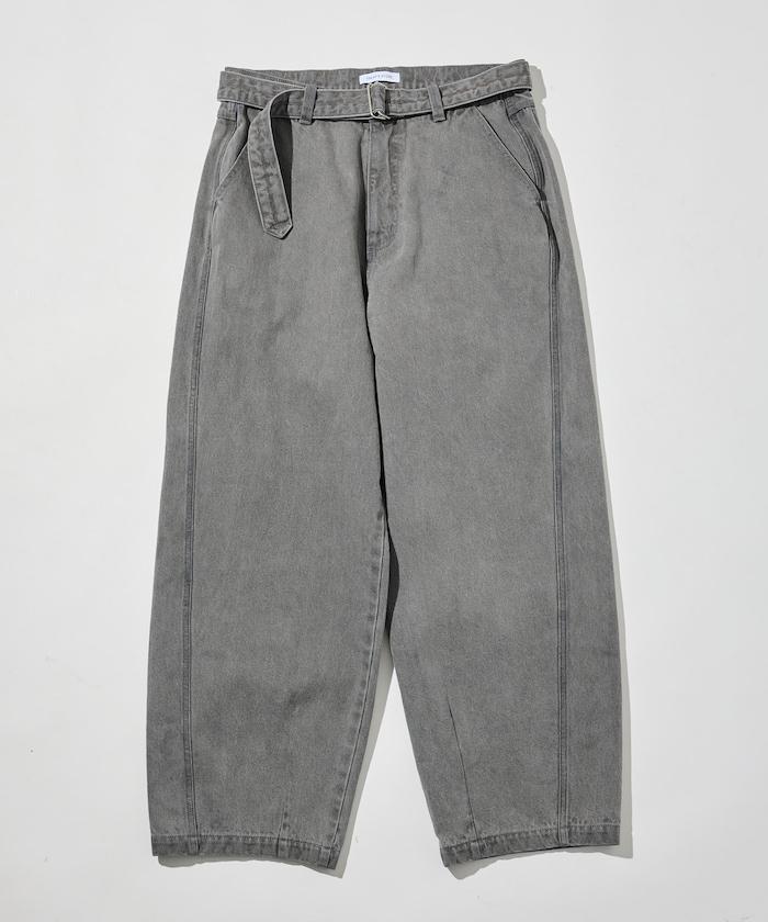 BELTED WIDE DENIM 腰帶設計闊腿牛仔褲