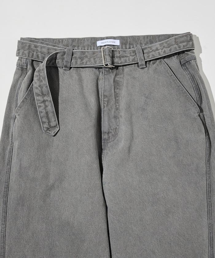 BELTED WIDE DENIM 腰帶設計闊腿牛仔褲