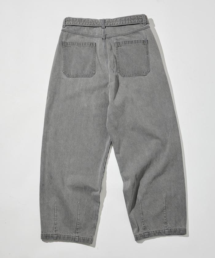 BELTED WIDE DENIM 腰帶設計闊腿牛仔褲