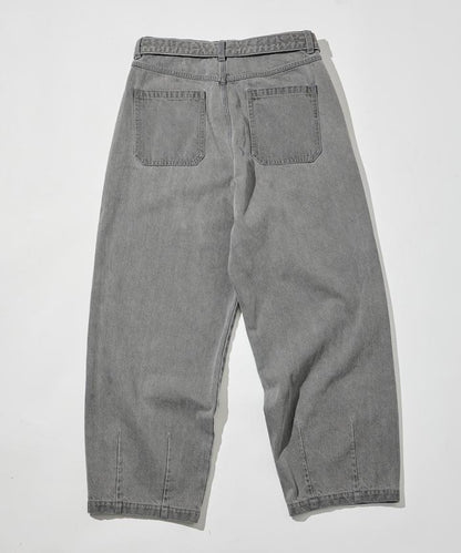 BELTED WIDE DENIM 腰帶設計闊腿牛仔褲