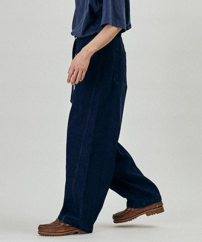 BELTED WIDE DENIM 腰帶設計闊腿牛仔褲