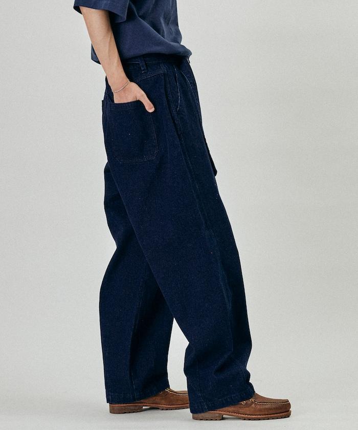 BELTED WIDE DENIM 腰帶設計闊腿牛仔褲