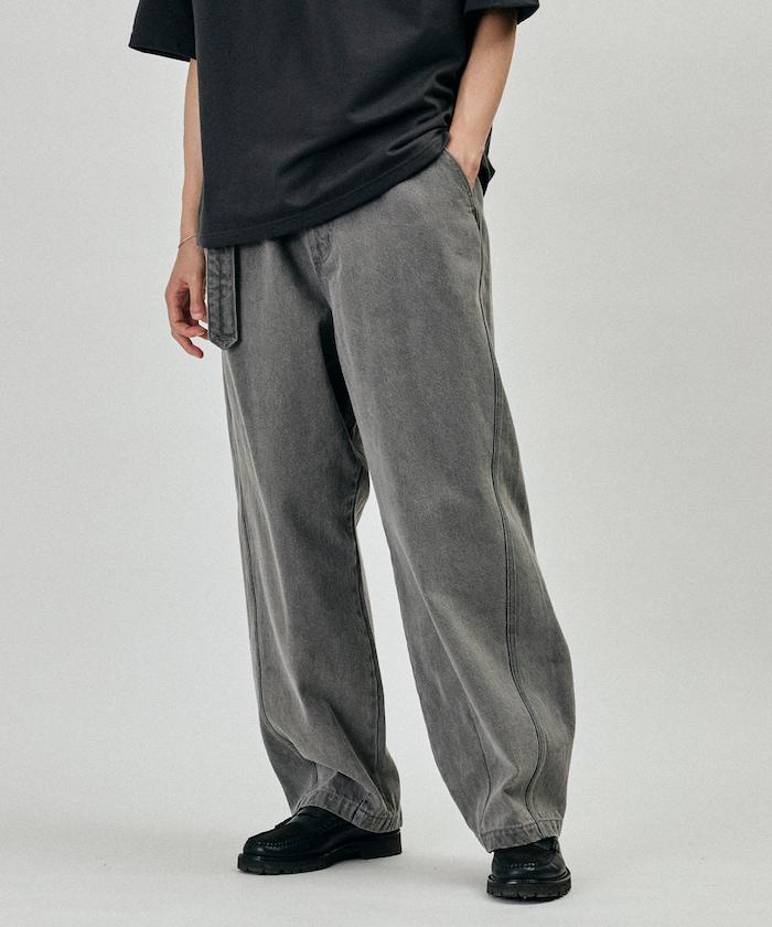 BELTED WIDE DENIM 腰帶設計闊腿牛仔褲
