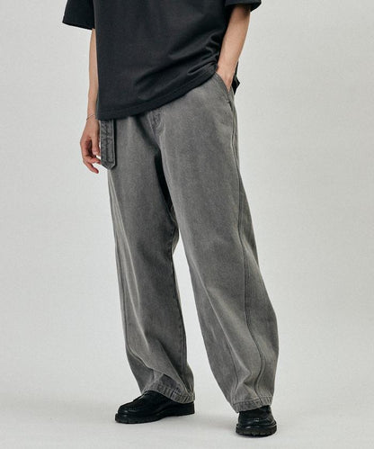 BELTED WIDE DENIM 腰帶設計闊腿牛仔褲
