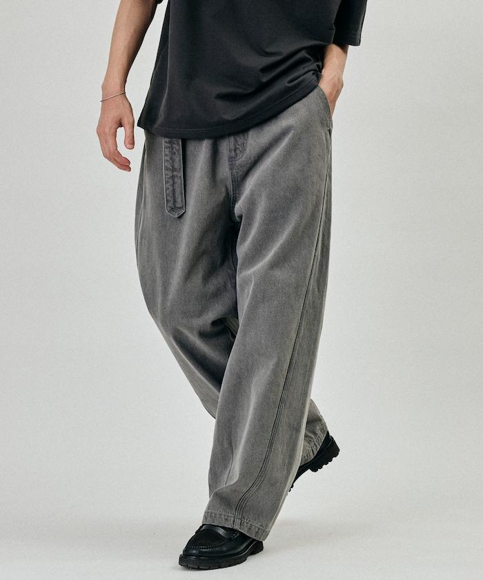 BELTED WIDE DENIM 腰帶設計闊腿牛仔褲