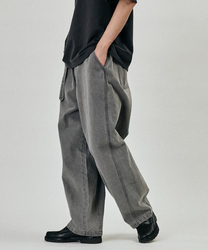 BELTED WIDE DENIM 腰帶設計闊腿牛仔褲