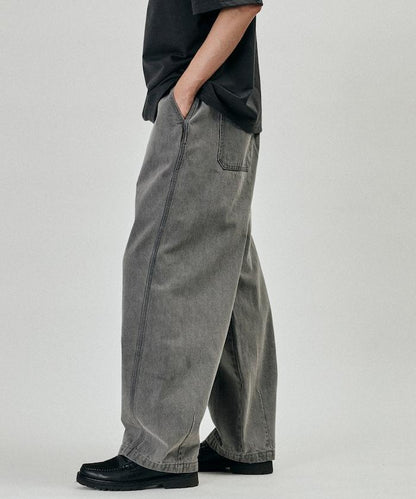BELTED WIDE DENIM 腰帶設計闊腿牛仔褲