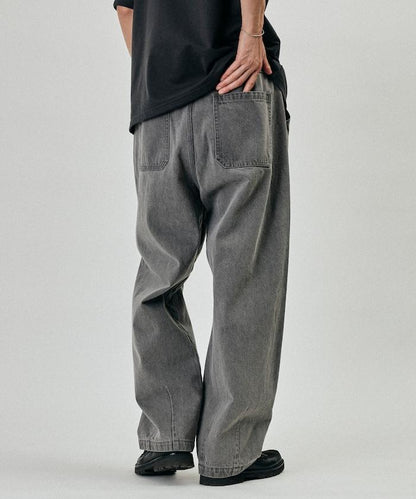 BELTED WIDE DENIM 腰帶設計闊腿牛仔褲