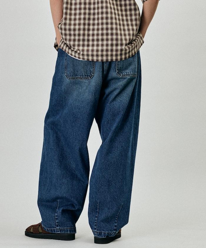 BELTED WIDE DENIM 腰帶設計闊腿牛仔褲