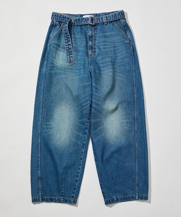 BELTED WIDE DENIM 腰帶設計闊腿牛仔褲