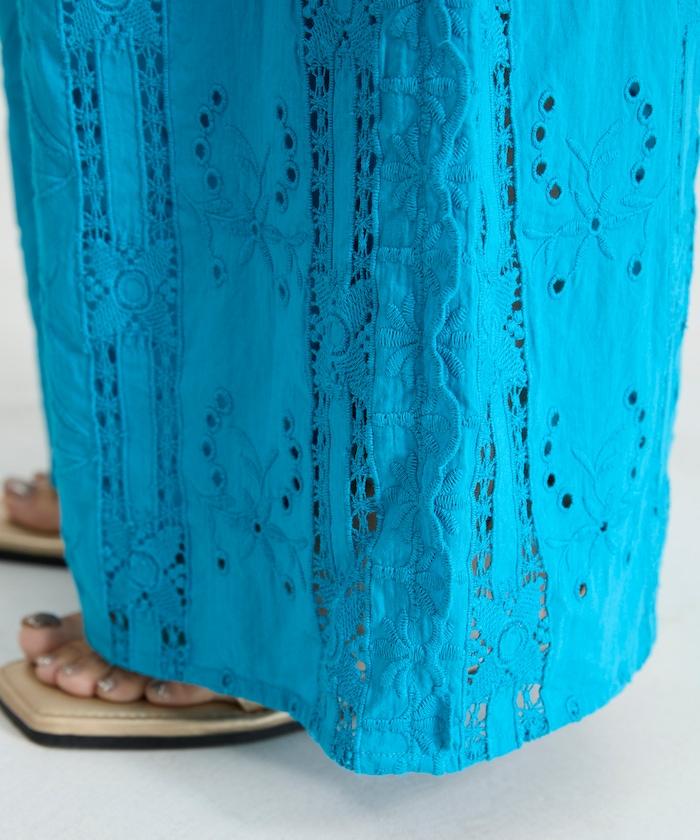 鏤空刺繡休閒褲