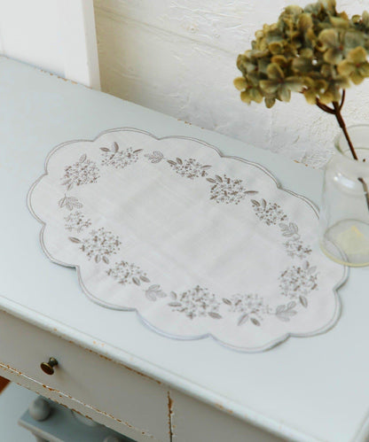 紫陽花刺繡 裝飾圖案 桌墊 36×24cm hortensia