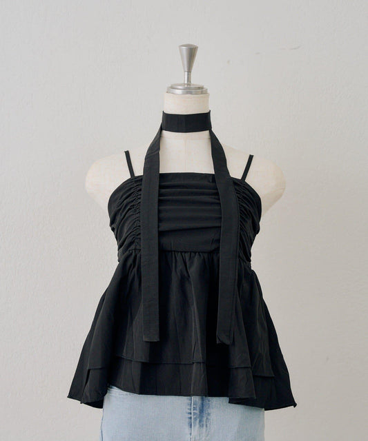 continuer 頸帶設計 荷葉邊 吊帶上衣