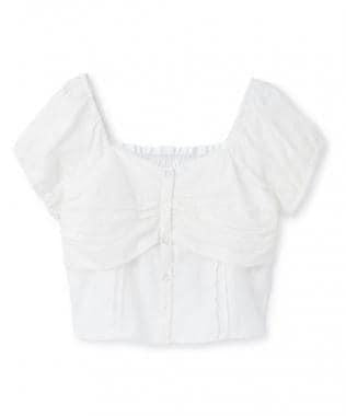 蕾絲抽褶設計 襯衫