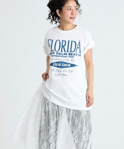 Tシャツ蕾絲拼接連衣裙