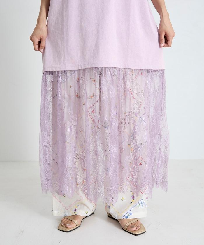 Tシャツ蕾絲拼接連衣裙