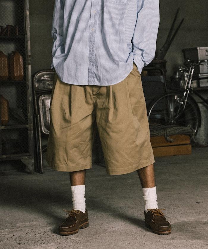 雙褶寬鬆 BAGGY 休閒短褲（レッドキャップ聯名款）