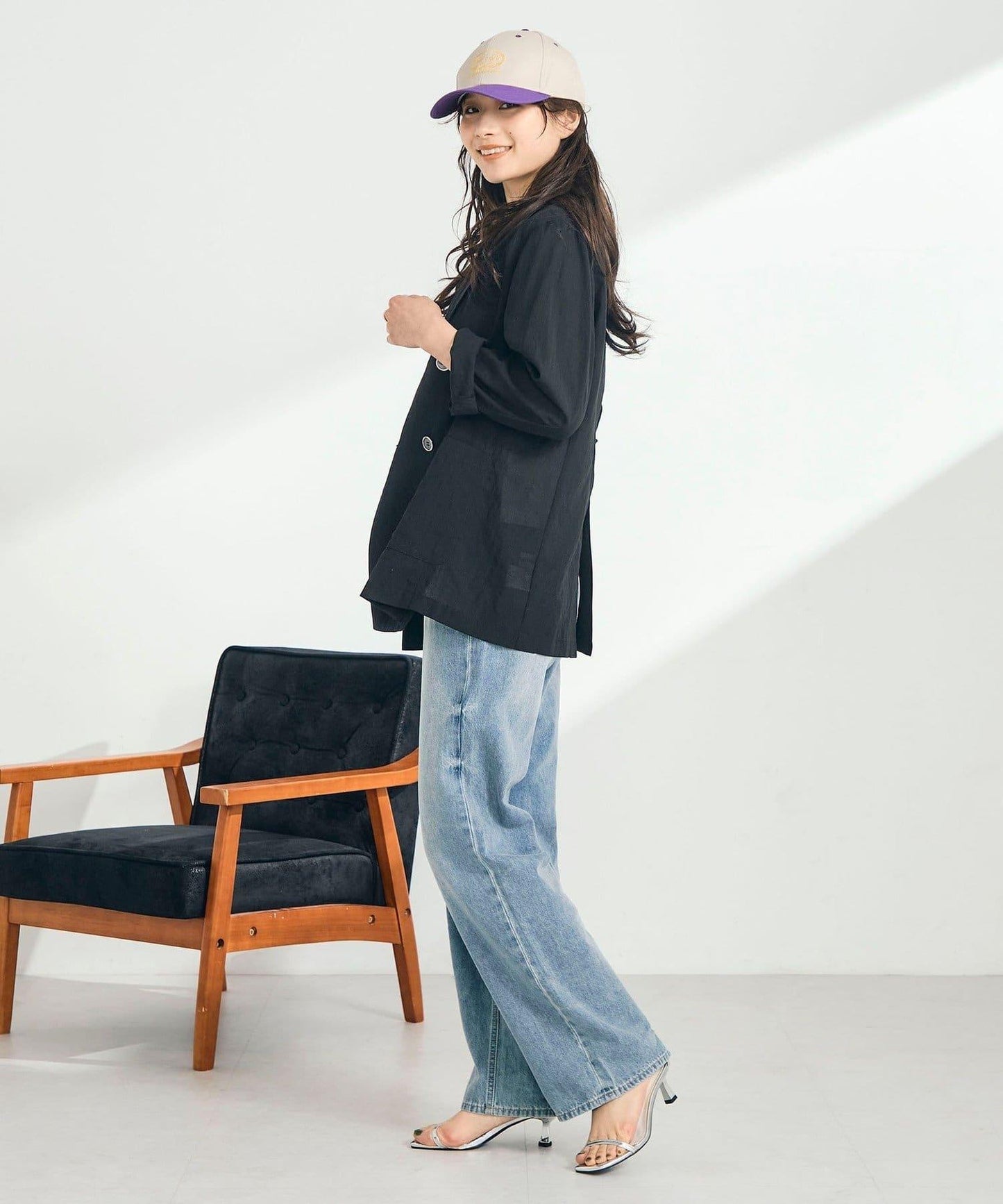亞麻混輕薄雙排扣西裝外套
